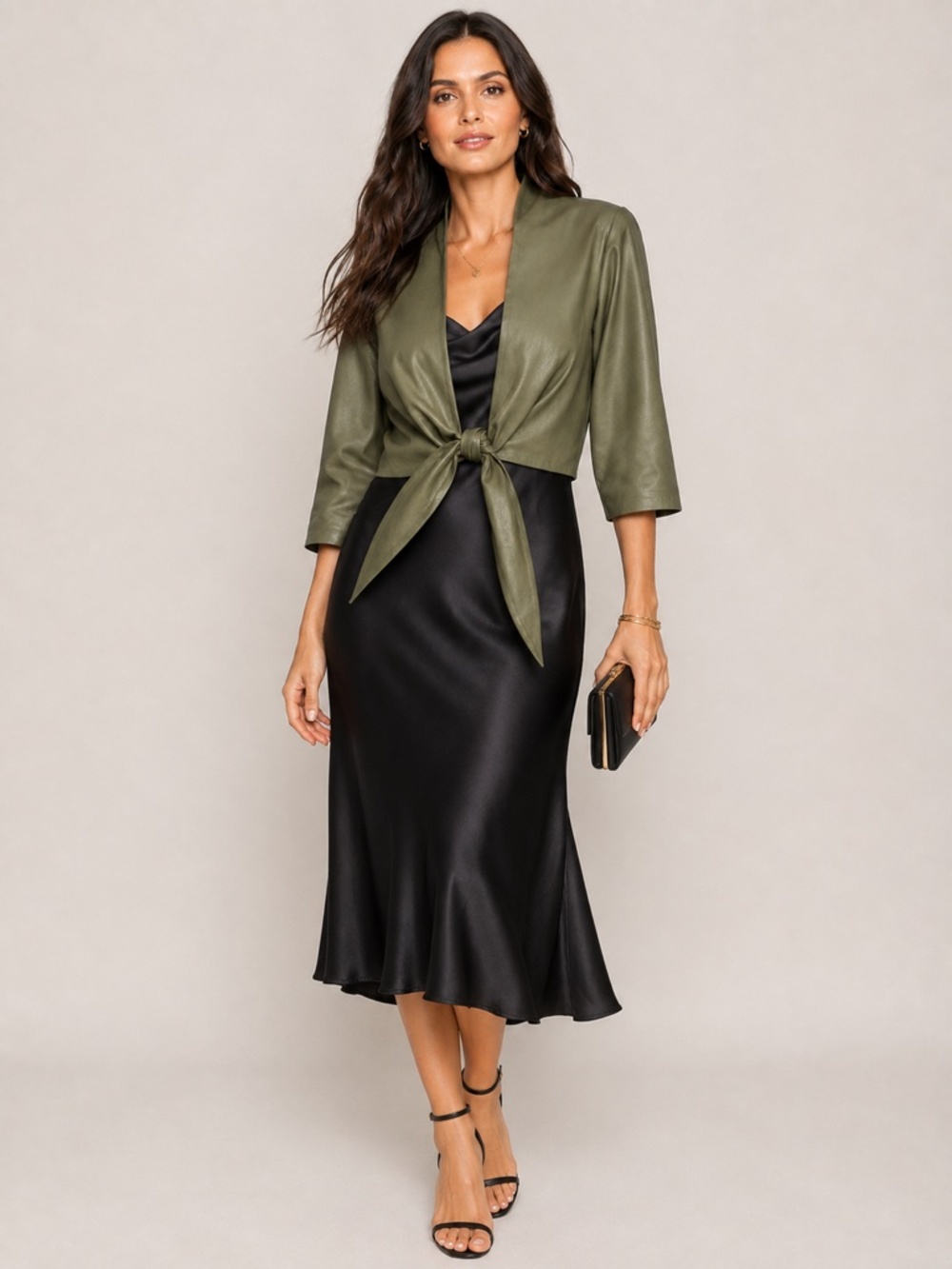 NWT Lamarque - Green Cropped Leather Jacket/Blazer - SzM - Picture 2 of 12
